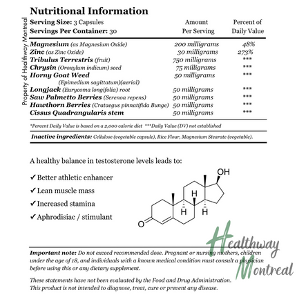 Testosterone Booster with Longjack & Horny Goat Weed - Healthway Montreal